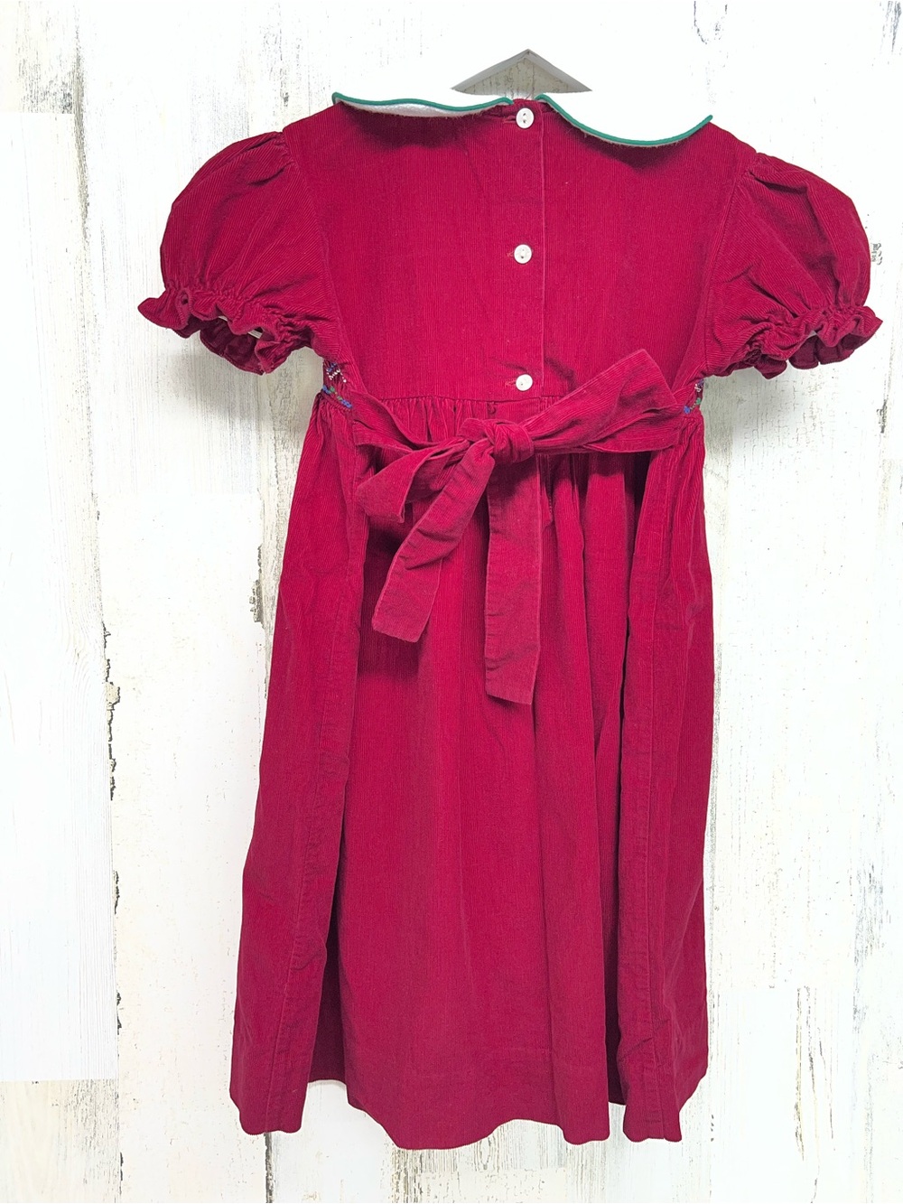 Vintage Silly Goose Hand Smocked Corduroy Dress with Peter Pan Collar Girls 5 - Picture 3 of 6